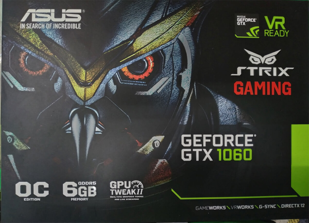 Hộp Asus Geforce Gtx 1060 Strix Directcu Ii 6gb Gddr5 Mặt Trước