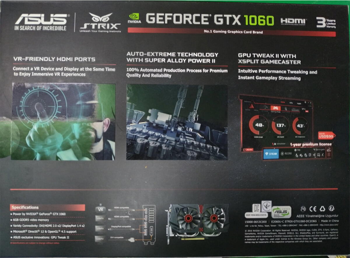 Hộp Asus Geforce Gtx 1060 Strix Directcu Ii 6gb Gddr5 02