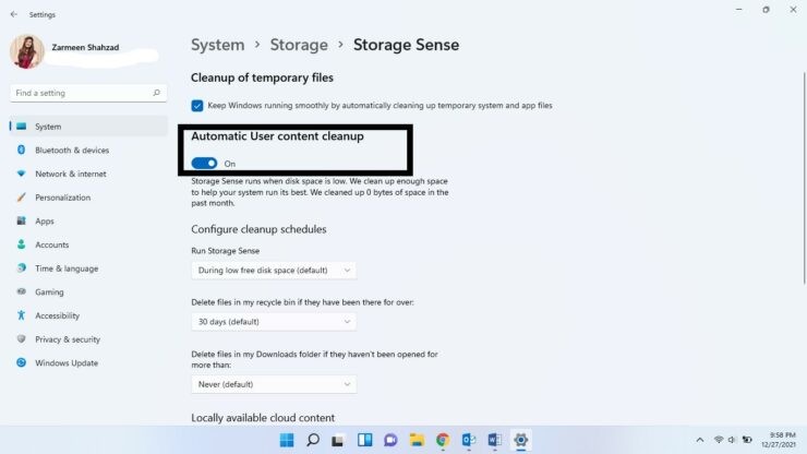 Thiết lập tự động dọn dẹp thùng rác trên Windows 11