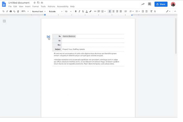 Google tích hợp Gmail vào Docs, cho phép soạn và gửi email tiện lợi