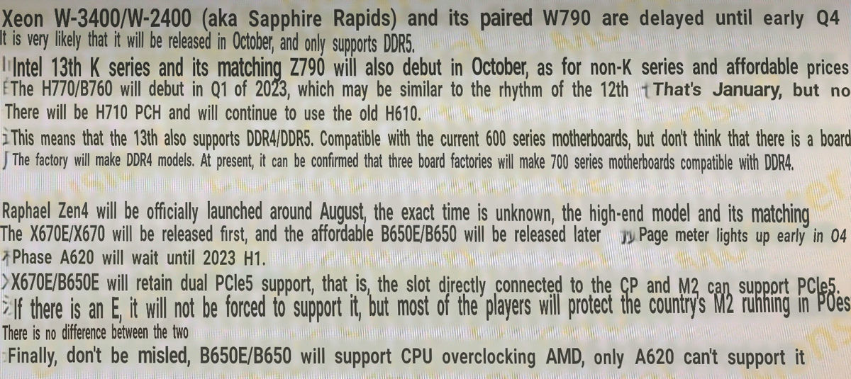 Intel Raptor Lake Rumors