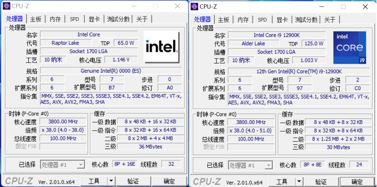 Intel Core i9 13900 CPUZ