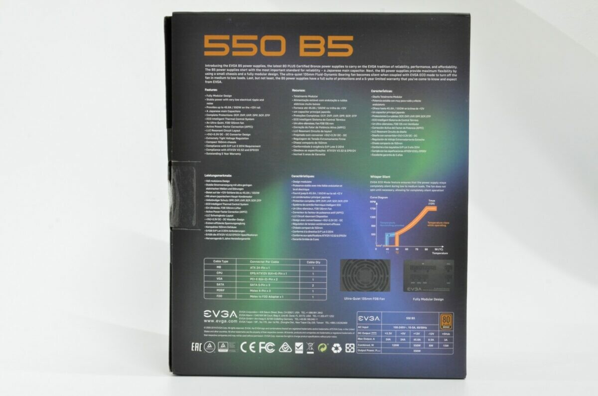 EVGA 550 B5, 80 Plus Bronze 550W Fully Modular Power Supply With EVGA Eco Mode