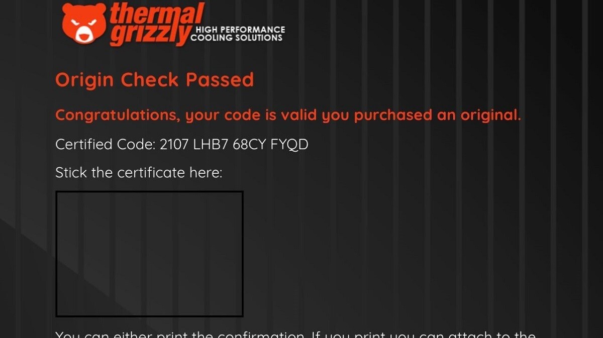 Thermal Grizzly Code redeem