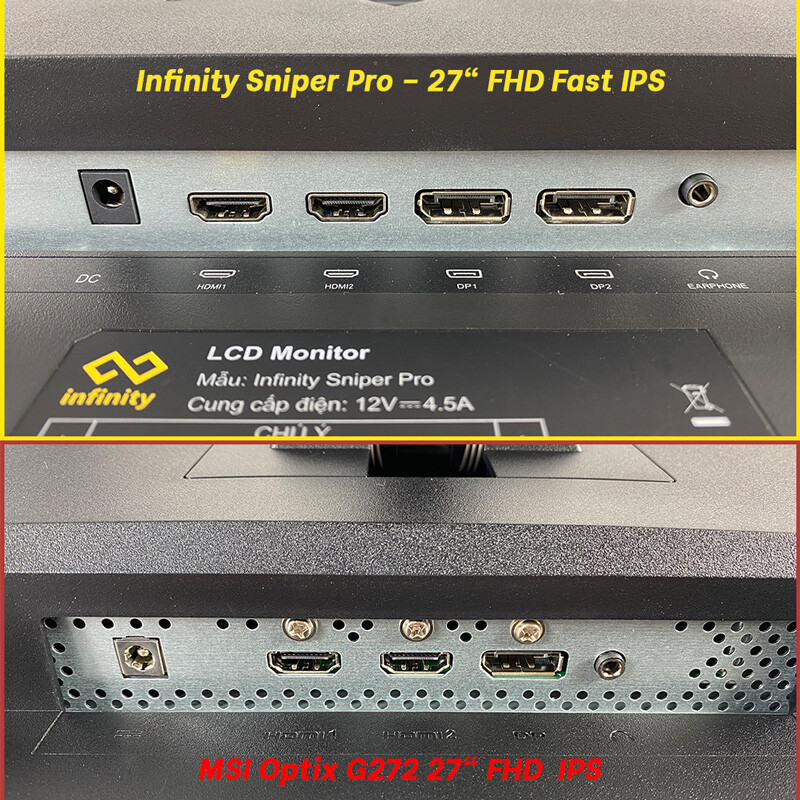 So sánh màn hình Infinity Sniper Pro – 27" FHD Fast IPS vs MSI Optix G272 27" FHD IPS