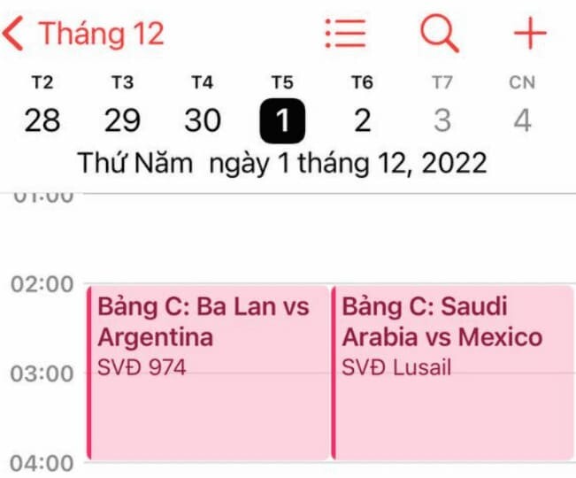Cách thêm lịch thi đấu World Cup 2022 vào lịch iPhone