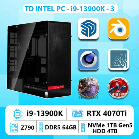 TD INTEL PC (i9-13900K, 4070Ti, Z790, 64GB DDR5, SSD 1TB PCIe 5, HDD 4TB) 