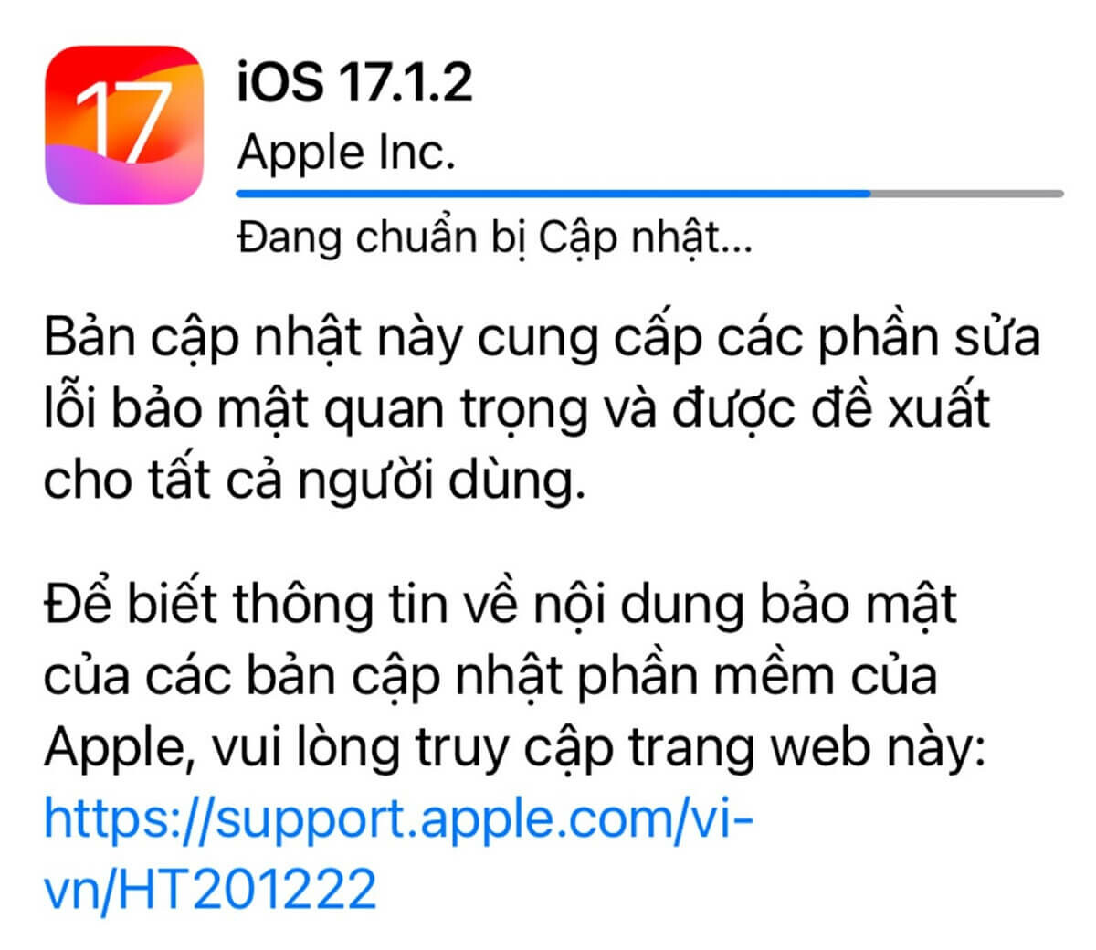 iOS 17.1.2 update