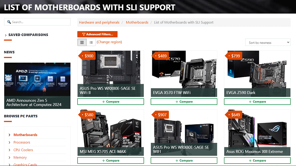 Motherboard SLI support