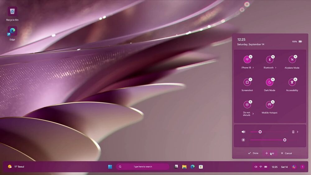 Bảng điều khiển concept Windows 12.2