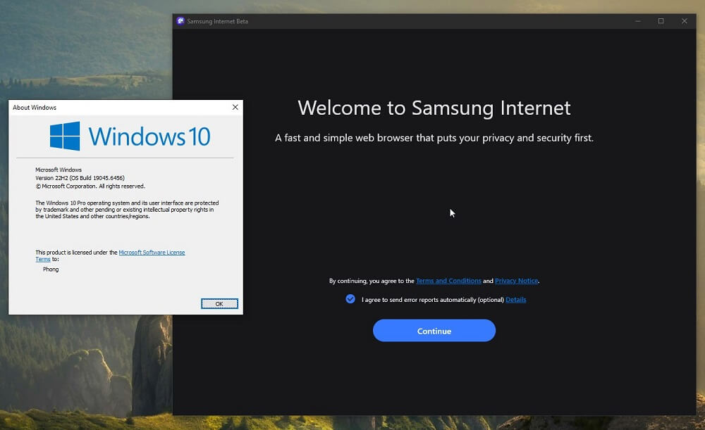 Trình duyệt Samsung Internet đã có mặt trên PC Windows